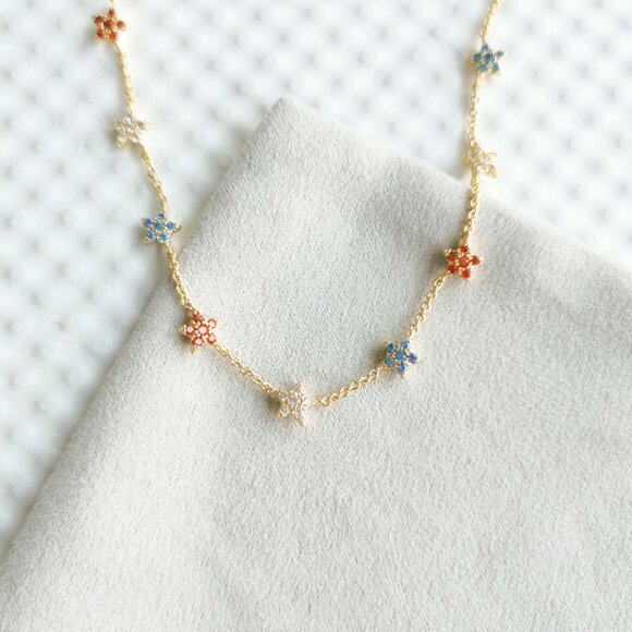 Kendra Scott Gold Crystal Sierra Star Strand Necklace NEW - Picture 5 of 5